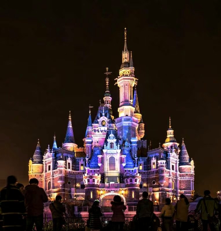Shanghai Disney castle at night